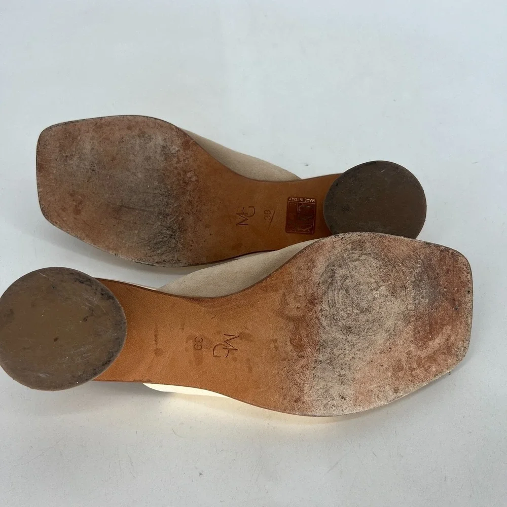M‎ Gemi Sandal Womens 8.5 / IT 39 Leather Neutral Slides Slip On Classic Simple